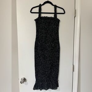 Petal & Pup Black and White Spotted Midi Dress